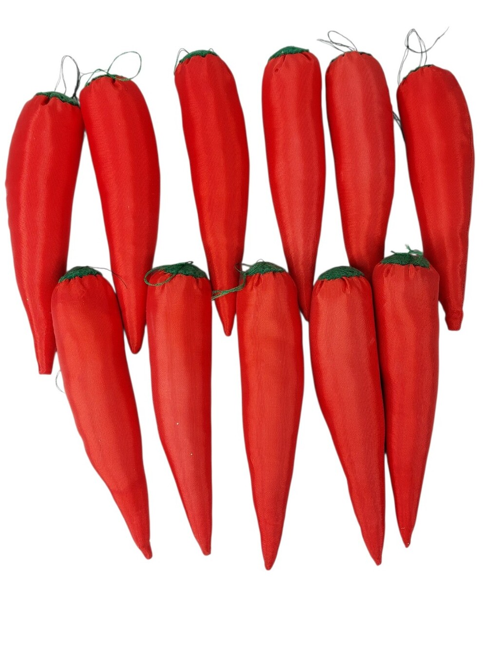 Chili Pepper Red Satin Christmas Ornaments Lot Of 11